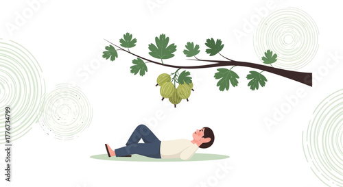 A Person Relaxes Beneath the Gooseberry Sprig as They Enjoy a Moment of Leisure Time