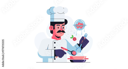 Chef Preparing Culinary Masterpiece With Food Ingredients For Delicious Dish Presentation