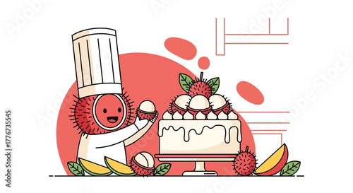 Chef Rambutan Creates a Delightful Cake Decorated With Exquisite Tropical Fruit