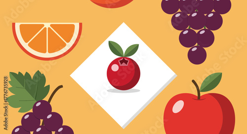 Colorful Fruit Arrangements in Flat Design Style for Fresh And Healthy Food Concepts