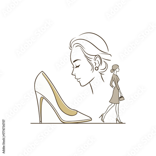 Elegant beige stiletto heel silhouette on a clean background