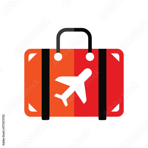 Suitcase with Airplane Tag Travel and Adventure Icon for Luggage and Transportation Services