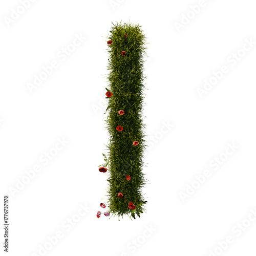 3D alphabetic grass and flower, Christmas wreath letter l lowercase