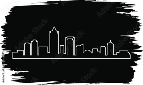 building vector city skyline houses in three horizontal rows geometric illustration