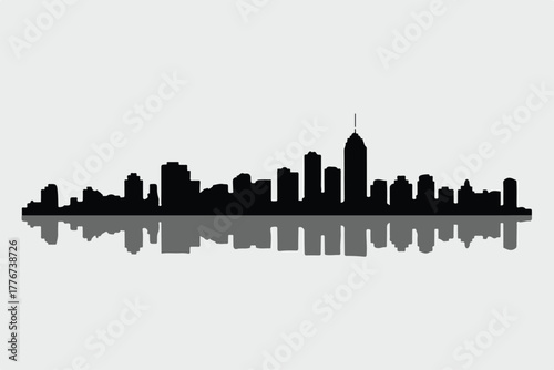 skyline newyork skyline reflection cityscape vector illustration urban scene