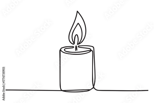candle outline sketch single continuous line artwork