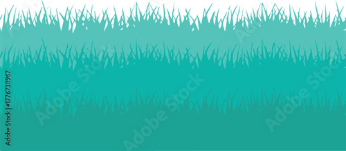 grass vector layered horizontal grass blades teal seamless background