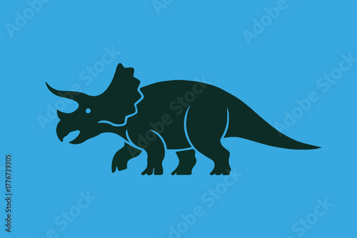 triceratops dark silhouette vector icon for branding and apparel design