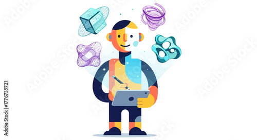 Creative Designer's Digital Art Creation and Conceptual Design Illustration for Innovative Project