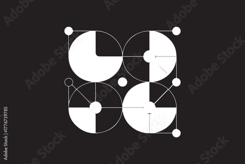 geometry modular pattern of shapes and linked nodes