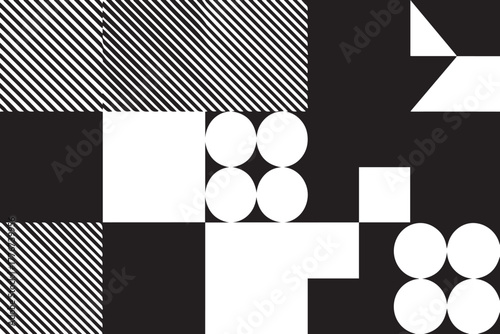 pattern geometric grid abstract black white gray tiles composition