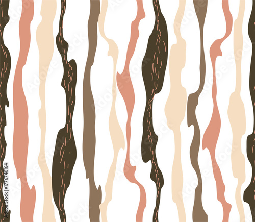 Seamless pattern in beige tones with sinuous vertical stripes for the design of silk fabrics for tailoring.