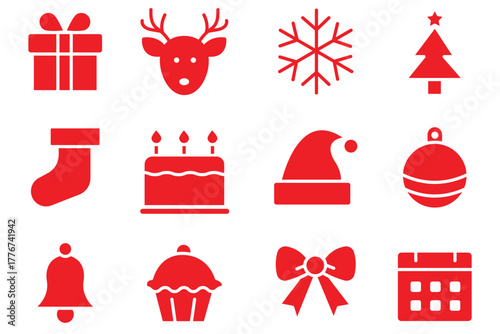 Christmas Icons Set. Christmas and Holiday icons. set of chirstmas icon.