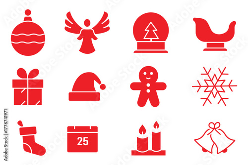 Christmas Icons Set. Christmas and Holiday icons. set of chirstmas icon.