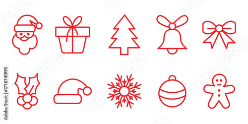 Christmas & New Year Icons Bundle. Winter Season Vector Icon Set. Christmas line icon collection. Holiday symbol. Outline Xmas icons set. outline style.