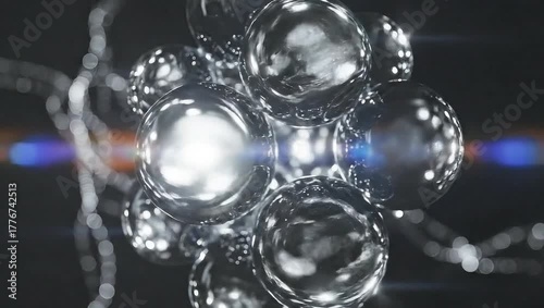 Wallpaper Mural Abstract metallic spheres cluster, gleaming, futuristic, tech, science, 3D render Torontodigital.ca