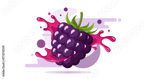 Abstract Illustration of Vibrant Blackberry Splatter and Juice Design on Modern Background