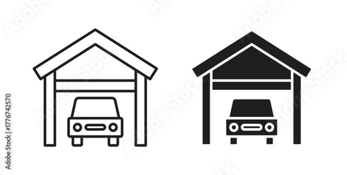 Car garage icon isolated vector Illustration. Vector pictogram for web and app