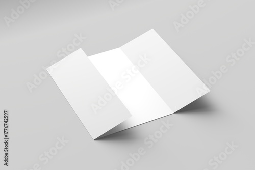 A4 Gate Fold Brochure Mockup on Clean Minimal Background with Realistic Shadows for Branding and Design Presentation