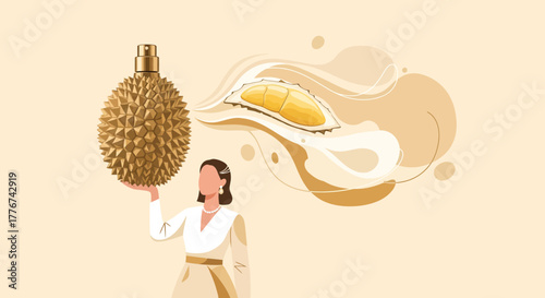 Durian Essence: A Fragrant Woman Experiences the Exotic Aroma of a Unique Perfume