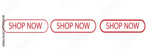 Shop now buttons set vector for online shop. Modern colorful buttons for website design. EPS 10