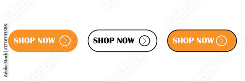 Shop now buttons set vector for online shop. Modern colorful buttons for website design. EPS 10