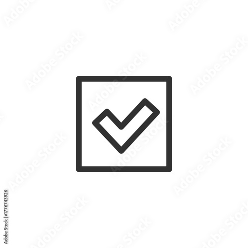 Checkmark in box, linear icon. Approval and confirmation concept. Line with editable stroke.