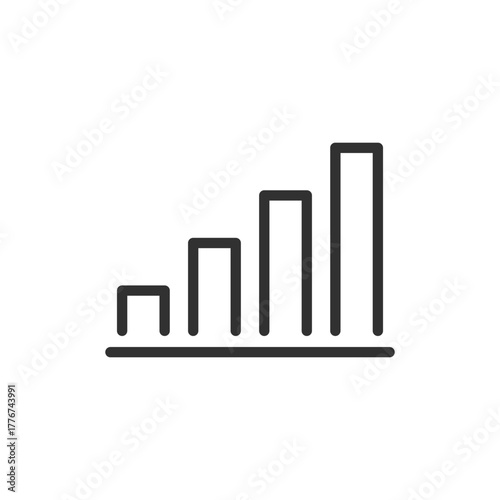 Bar chart, linear icon. Growth and statistical analysis. Line with editable stroke