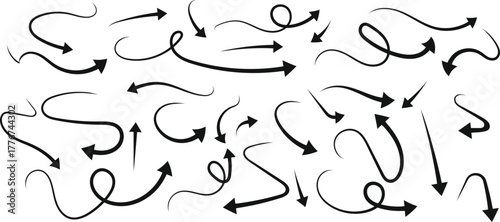 Hand Drawn Arrows Vector Directional Elements Navigation Icons Graphic Design Presentation on transparent background