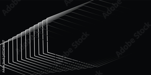 Monochrome 3D Wireframe Tunnel Background