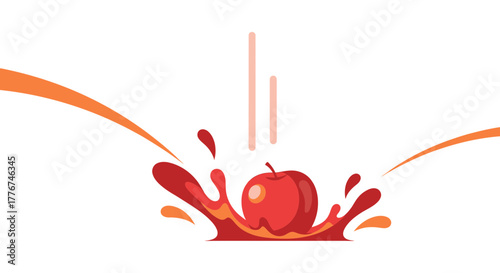 Fresh Apple Splash Illustration Representing Juice Production In Vibrant And Appealing Manner