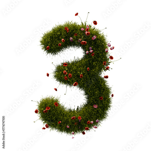 3D alphabetic grass and flower, Christmas wreath number 3