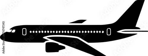 silhouette of airplane isolated, PNG 
