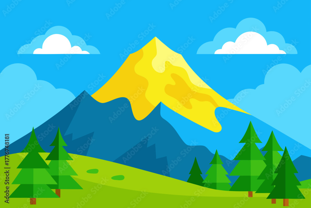 Naklejka premium Mountain landscape with trees