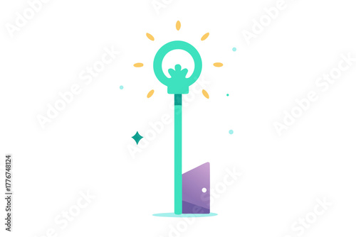 A key with light shining on