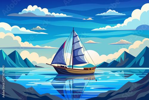 Sailboat on a calm seascape