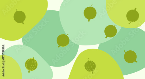 Fresh Gooseberries Pattern on Pastel Background with Modern and Minimalist Style Design
