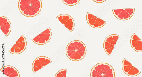 Fresh Grapefruit Pattern Design with Vibrant Color Scheme and Artistic Style