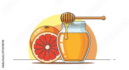 Fresh Fruit And Honey: A Delightful Culinary Illustration Of Healthy Eating