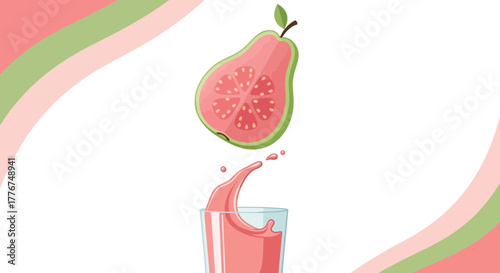 Fresh Guava Juice Graphics: Vibrant Tropical Fruit with Creative Vector Illustration