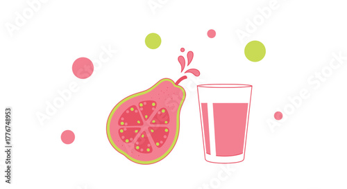 Fresh Guava Juice Illustration: Refreshing Drink and Exotic Fruit Graphic Design