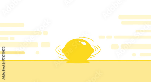 Fresh Juicy Lemon Depicted With Simple Lines and Modern Aesthetic On Light Background