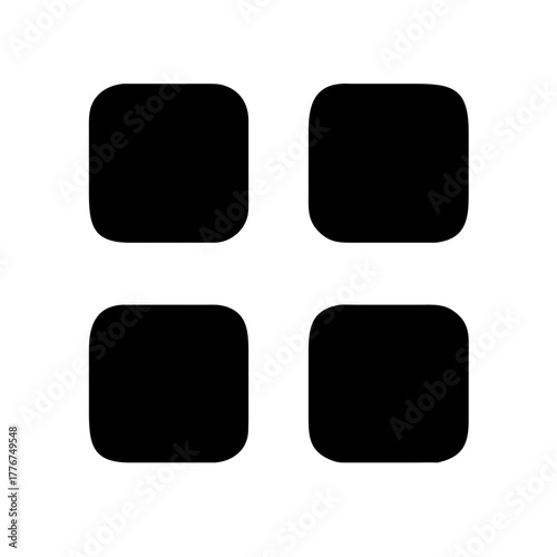 Minimalist App Menu Grid Icon Black Solid Symbol for Navigation, Dashboard, Apps Launcher, List View, and User Interface Design