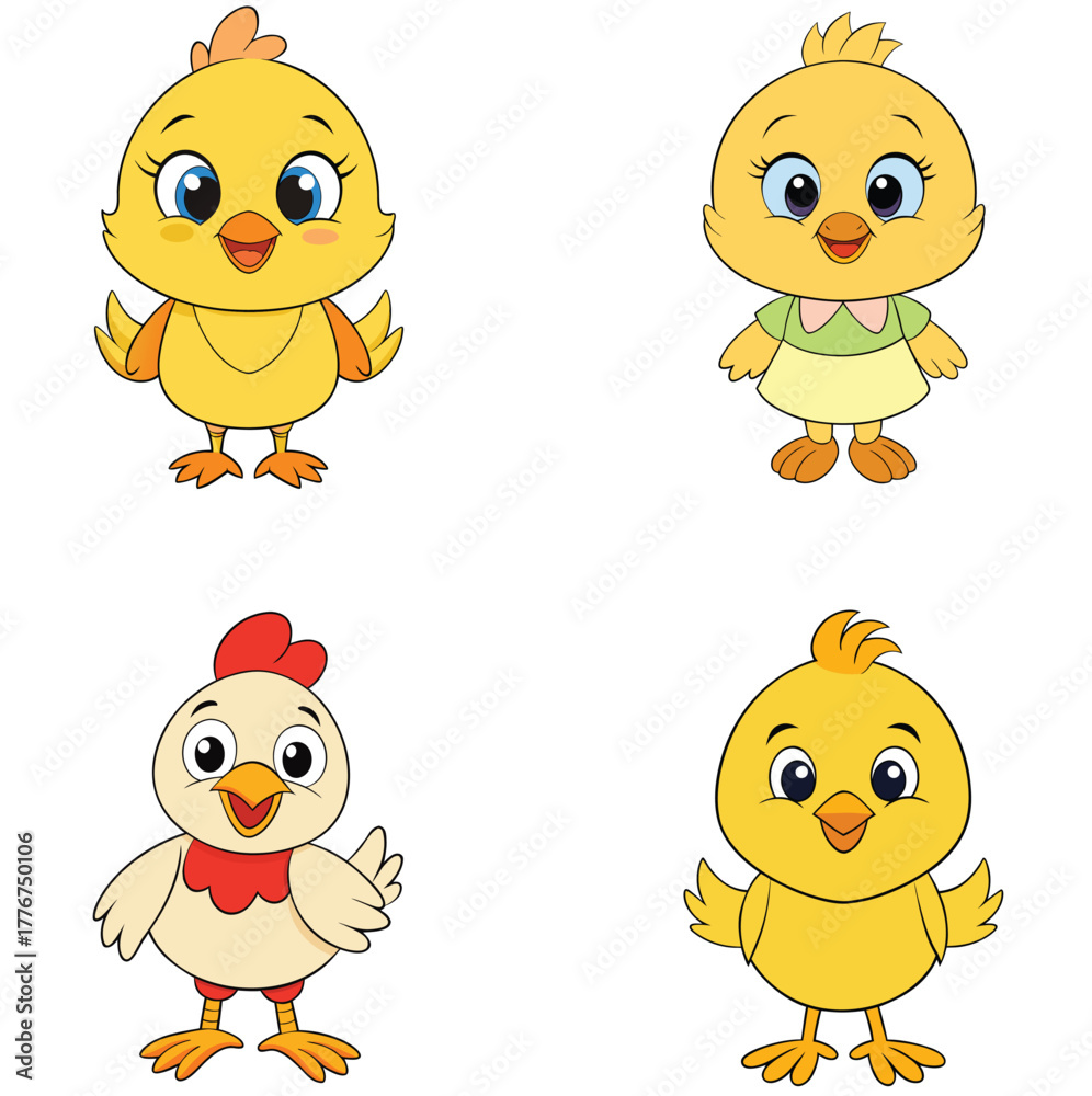 Fototapeta premium A Happy Cute Cartoon Chick