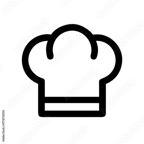 Minimalist Chef Hat Icon Black Outline Symbol for Cooking, Culinary Arts, Restaurant, Professional Kitchen, Chef, and Food Service
