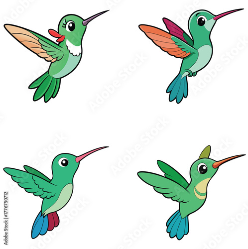 A Happy Cute Cartoon Hummingbird