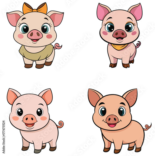 : A Happy Cute Cartoon Miniature Pig