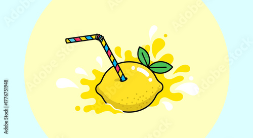 Fresh Lemonade Design: A Refreshing Citrus Beverage Illustration for Sunny Days