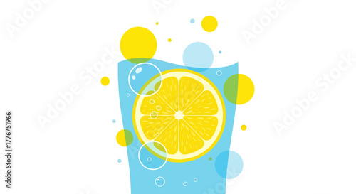 Fresh Lemonade Drink Illustration Showing Zest And Flavor With Abstract Bubbles