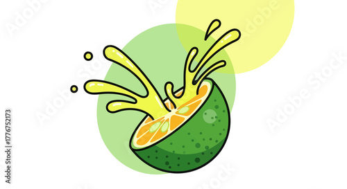 Fresh Lime Juice Bursting Illustration Depicting Refreshment and Deliciousness Abstractly Depicted